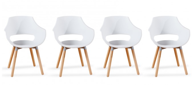 Lot 4 fauteuils scandinaves blancs - Treia