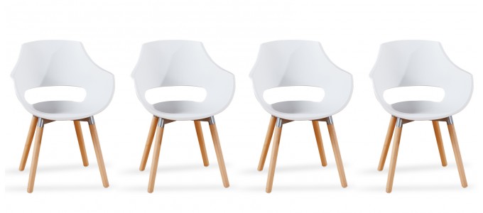 Lot 4 fauteuils scandinaves blancs - Treia