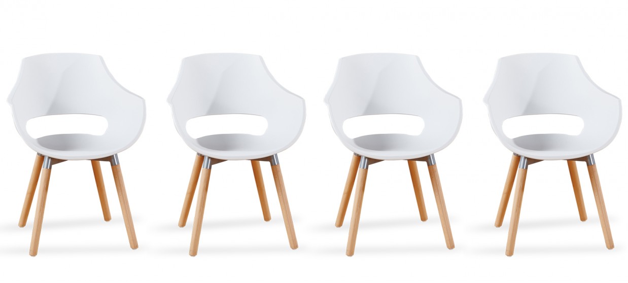 Lot 4 fauteuils scandinaves blancs - Treia