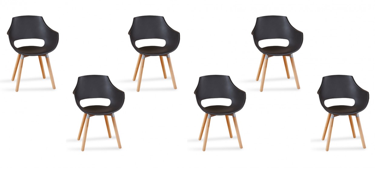 Lot 6 fauteuils scandinaves noirs - Treia