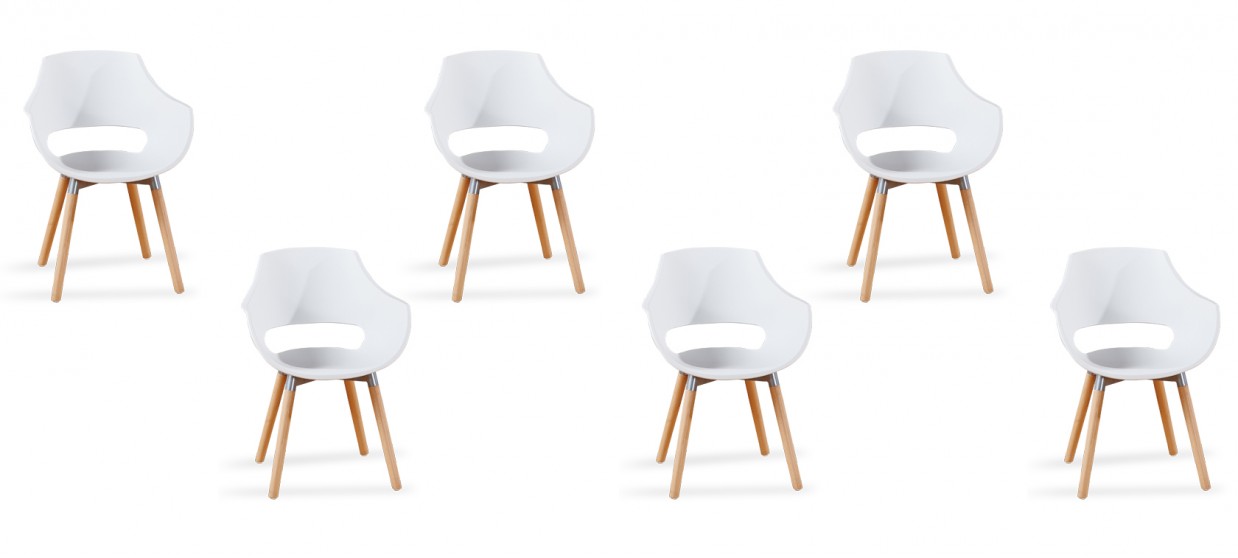 Lot 6 fauteuils scandinaves blancs - Treia