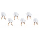 Lot 6 fauteuils scandinaves blancs - Treia