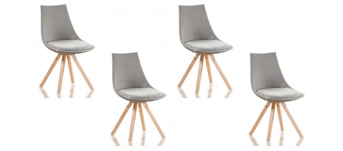 Lot de 4 chaises scandinaves tissu gris - Minsk