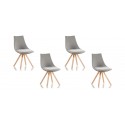 Lot de 4 chaises scandinaves tissu gris - Minsk