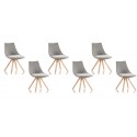 Lot de 6 chaises scandinaves tissu gris - Minsk