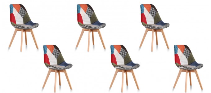 Lot de 6 chaises scandinaves patchwork - Prague