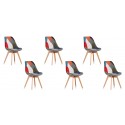 Lot de 6 chaises scandinaves patchwork - Prague