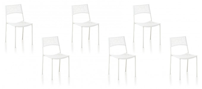 Lot de 6 chaises extérieur blanches - Berlin