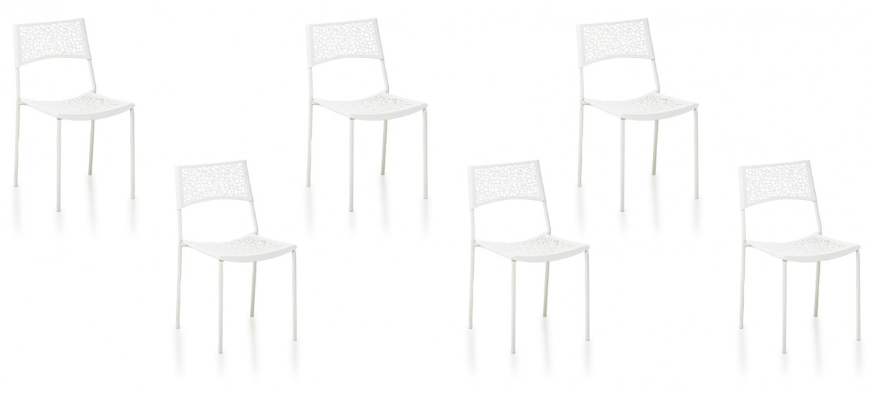 Lot de 6 chaises extérieur blanches - Berlin