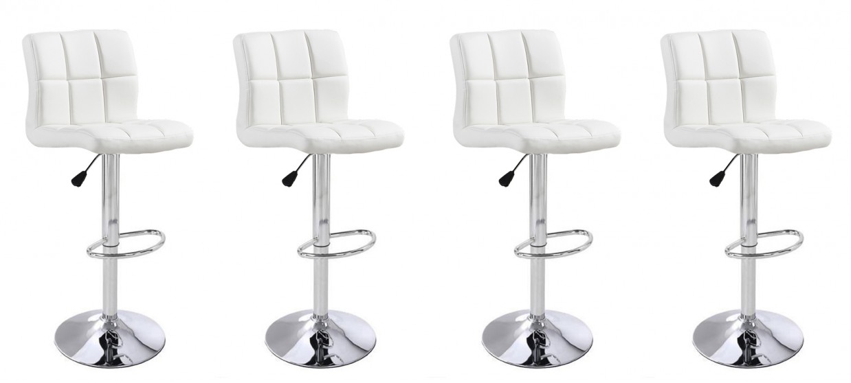 Lot de 4 tabourets de bar blancs capitonnés - Senna