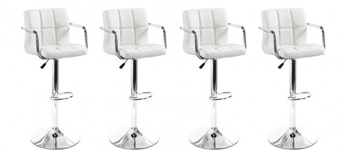 Lot de 4 tabourets de bar blancs avec accoudoirs - Senna