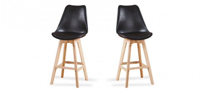 Lot de 2 tabourets de bar scandinave noirs - Gotteborg