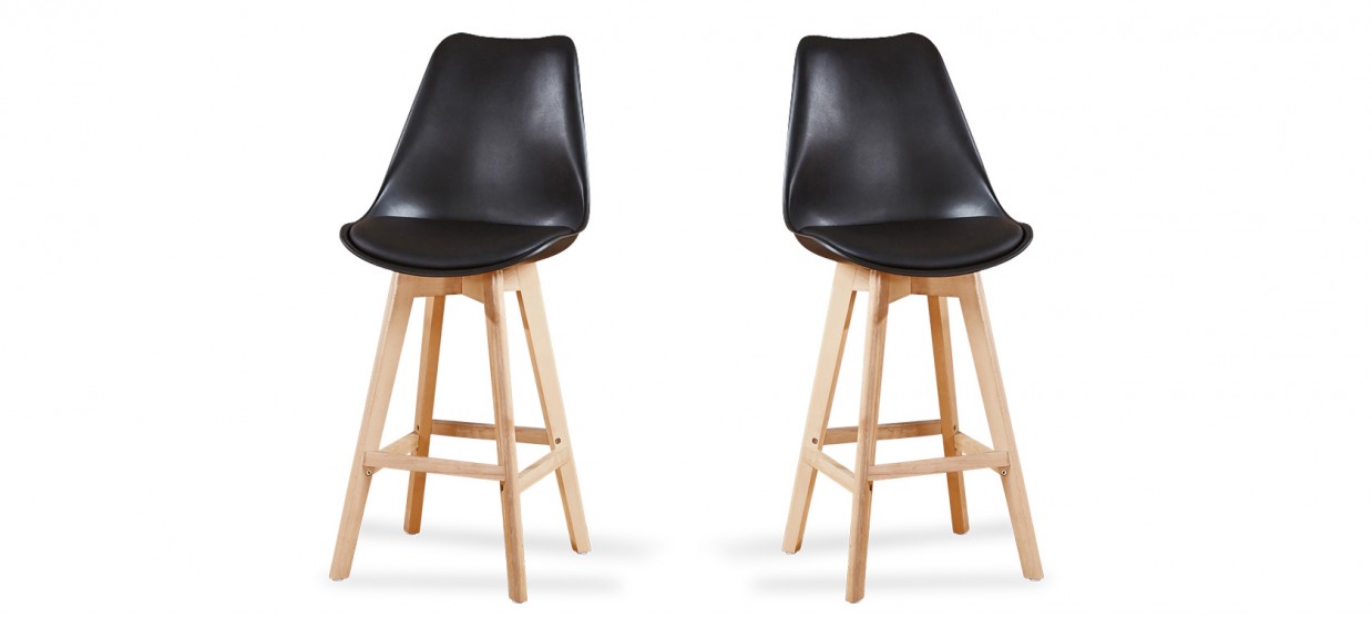 Lot de 2 tabourets de bar scandinave noirs - Gotteborg