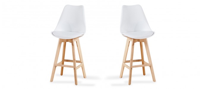 Lot de 2 tabourets de bar scandinave blancs - Gotteborg