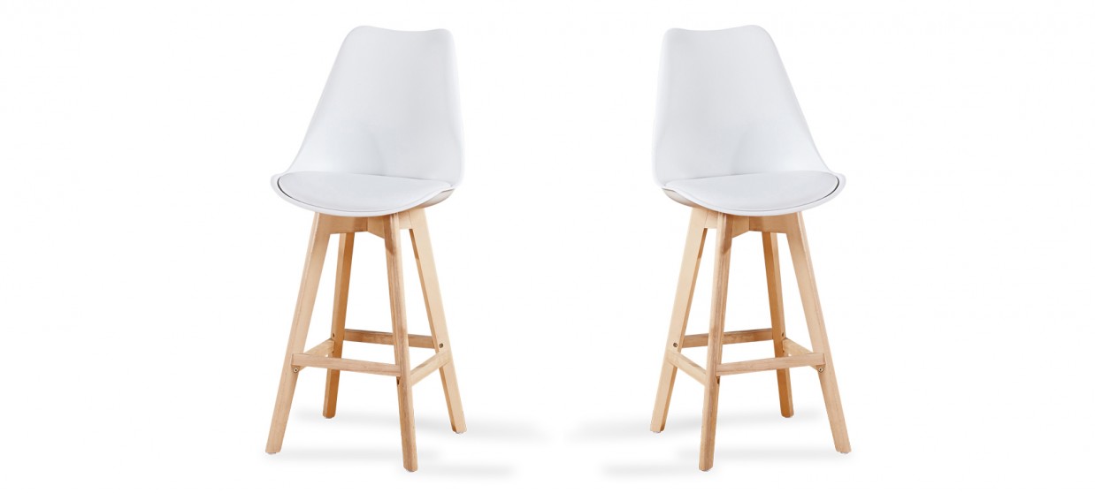 Lot de 2 tabourets de bar scandinave blancs - Gotteborg