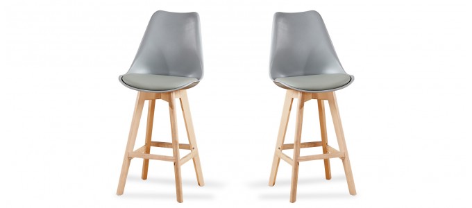 Lot de 2 tabourets de bar scandinave gris - Gotteborg