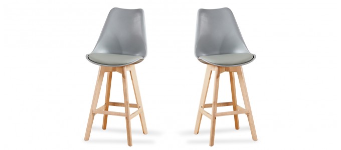 Lot de 2 tabourets de bar scandinave gris - Gotteborg