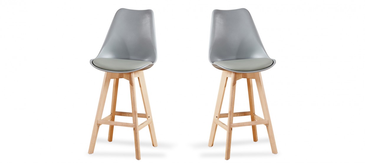 Lot de 2 tabourets de bar scandinave gris - Gotteborg