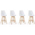 Lot de 4 tabourets de bar scandinave blancs - Gotteborg