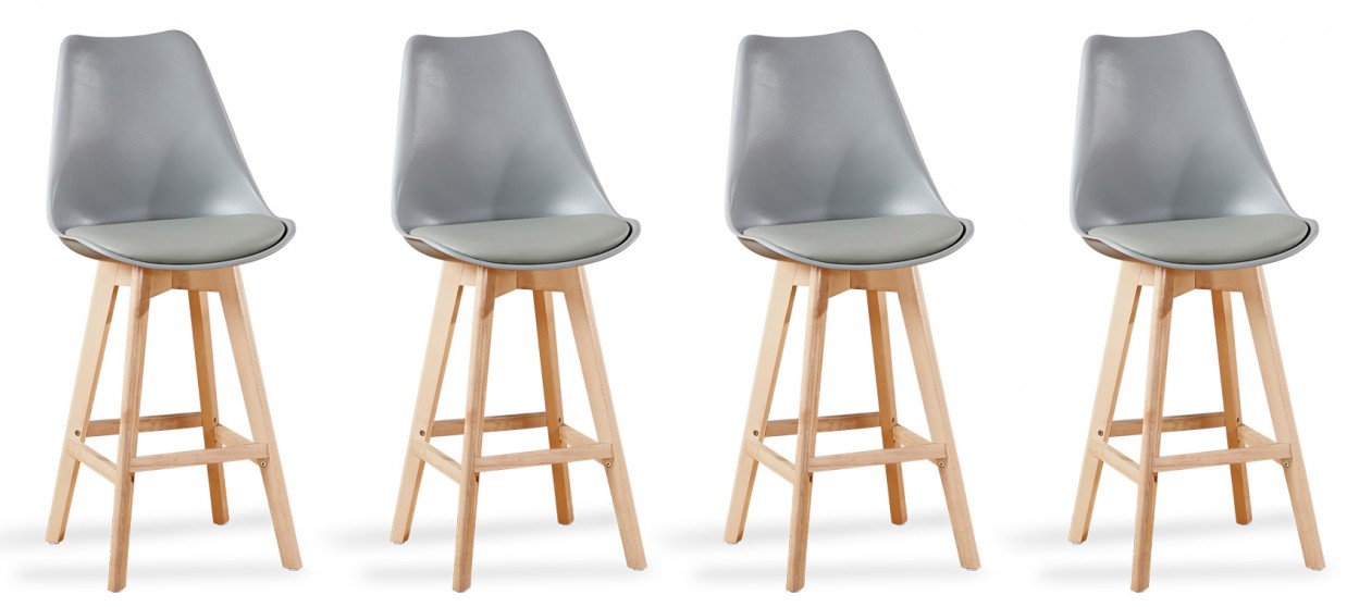 Lot de 4 tabourets de bar scandinave gris - Gotteborg