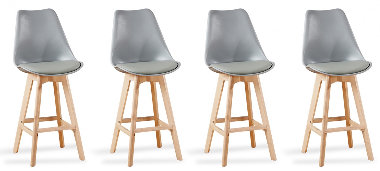 Lot de 4 tabourets de bar scandinave gris - Gotteborg