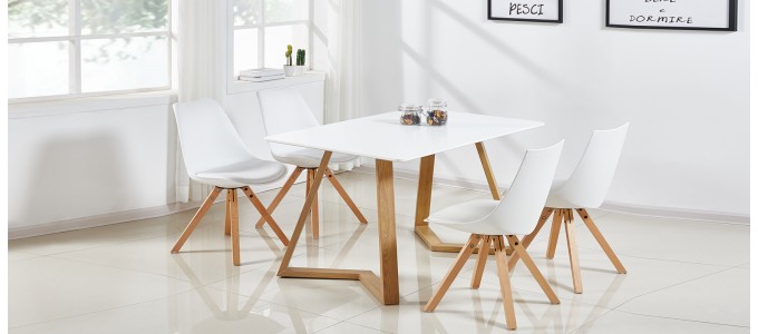 Table à manger scandinave blanche 120cm - Trevi