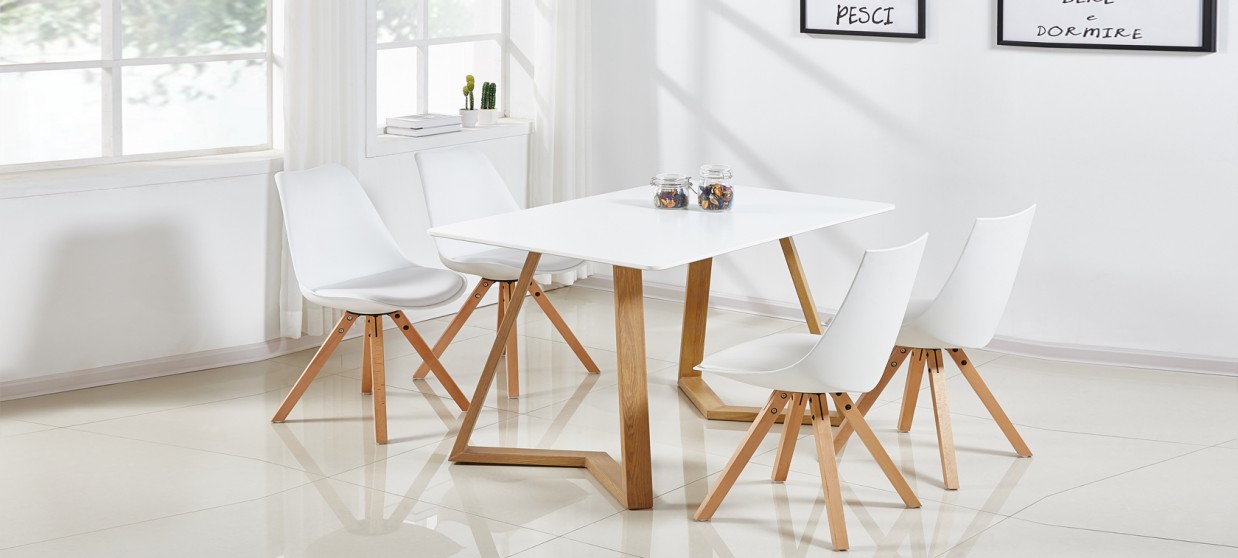 Table à manger scandinave blanche 120cm - Trevi