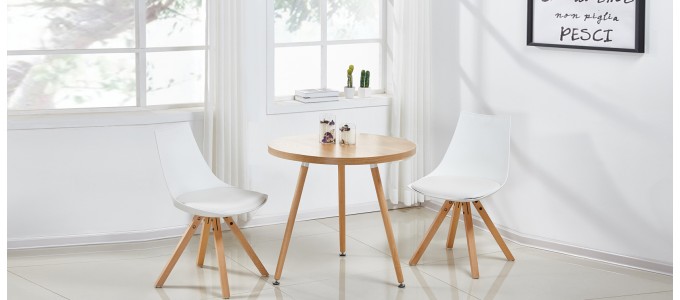 Table à manger scandinave ronde chêne 70cm - Laquila