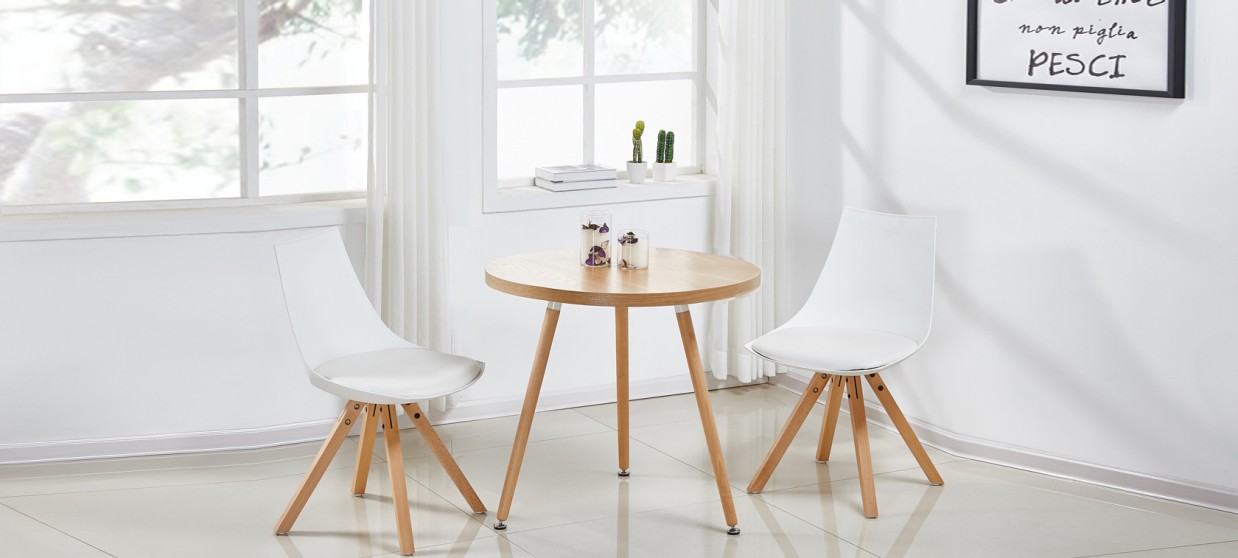 Table à manger scandinave ronde chêne 70cm - Laquila