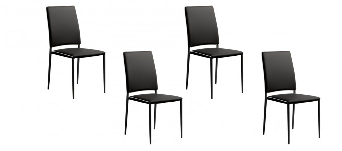 Lot de 4 chaises de salle à manger noires - Tudelia