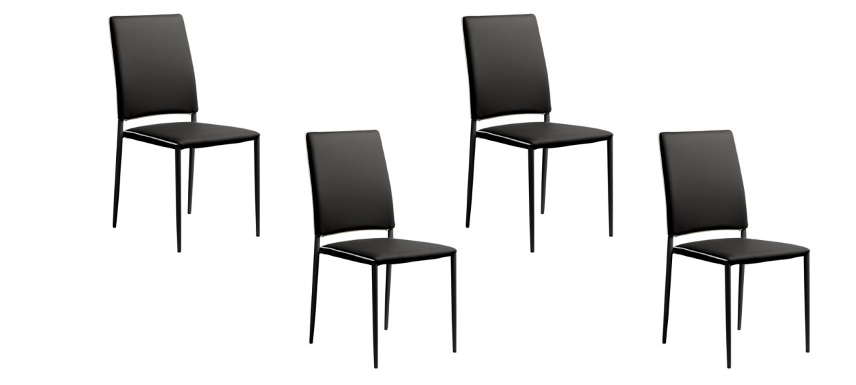 Lot de 4 chaises de salle à manger noires - Tudelia