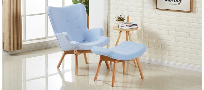 Fauteuil scandinave bleu en velours - Stockholm