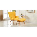 Fauteuil scandinave jaune en velours - Stockholm