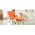 Fauteuil scandinave orange en velours - Stockholm