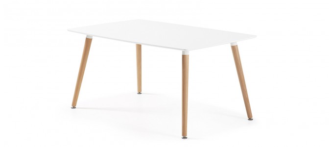 Table à manger rectangulaire design blanche 120cm - Brevik