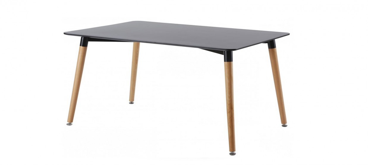 Table à manger rectangulaire design noire 140cm - Brevik