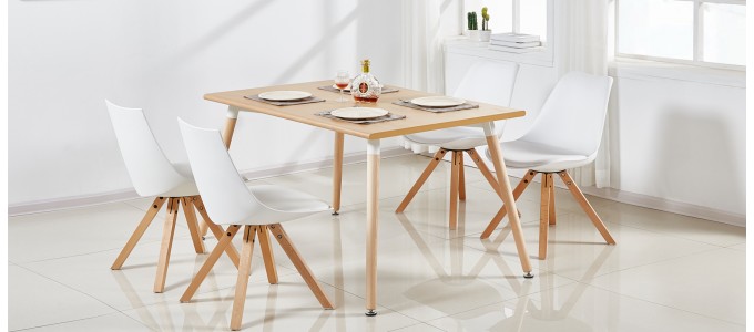 Table à manger rectangulaire scandinave chêne 120cm - Brevik