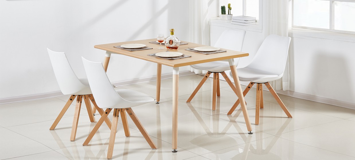 Table à manger rectangulaire scandinave chêne 120cm - Brevik