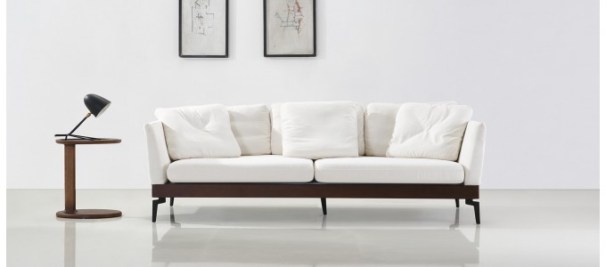 Canapé 3 places en tissu blanc - Spirit