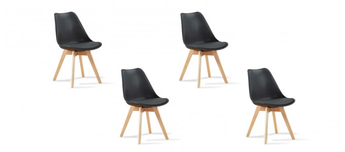 Lot de 4 chaises scandinaves noires - Bjorn