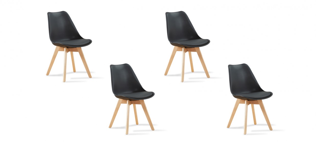 Lot de 4 chaises scandinaves noires - Bjorn