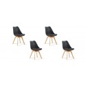 Lot de 4 chaises scandinaves noires - Bjorn