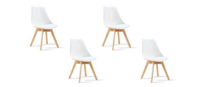 Lot de 4 chaises scandinaves blanches - Bjorn