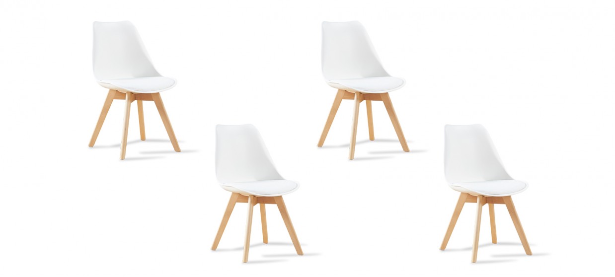 Lot de 4 chaises scandinaves blanches Bjorn - Offre limitée