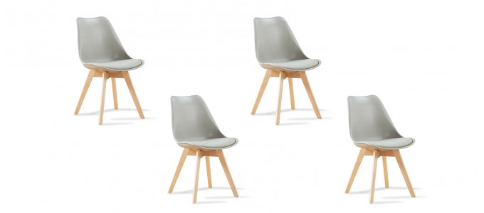 Lot de 4 chaises scandinaves grises - Bjorn