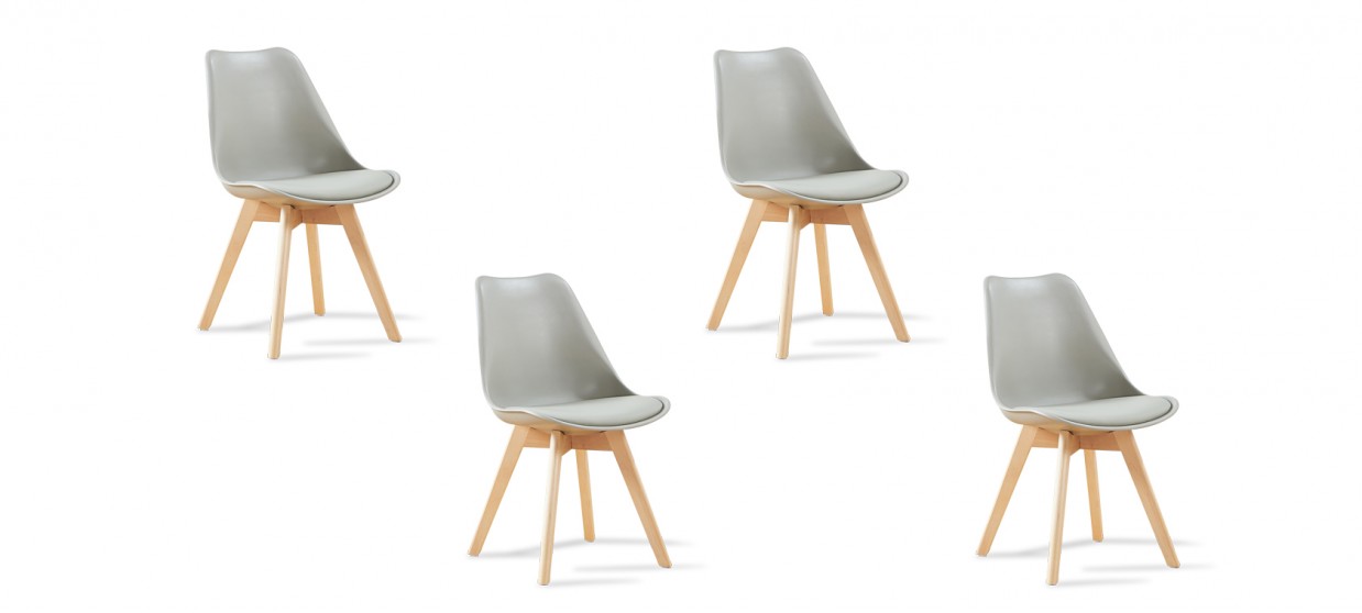 Lot de 4 chaises scandinaves grises - Bjorn