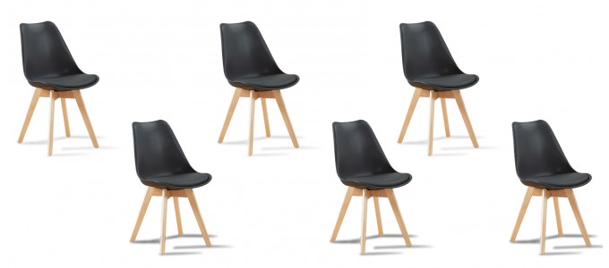 Lot de 6 chaises scandinaves noires - Bjorn