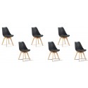 Lot de 6 chaises scandinaves noires - Bjorn