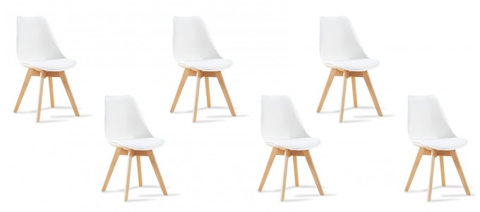 Lot de 6 chaises scandinaves blanches - Bjorn