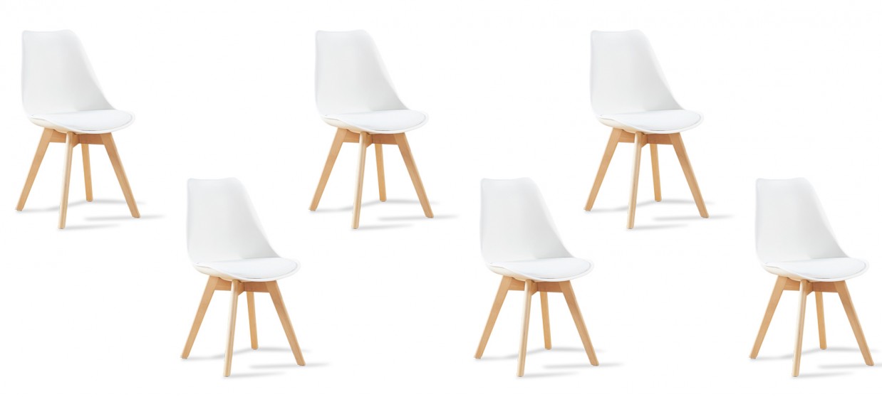 Lot de 6 chaises scandinaves blanches - Bjorn